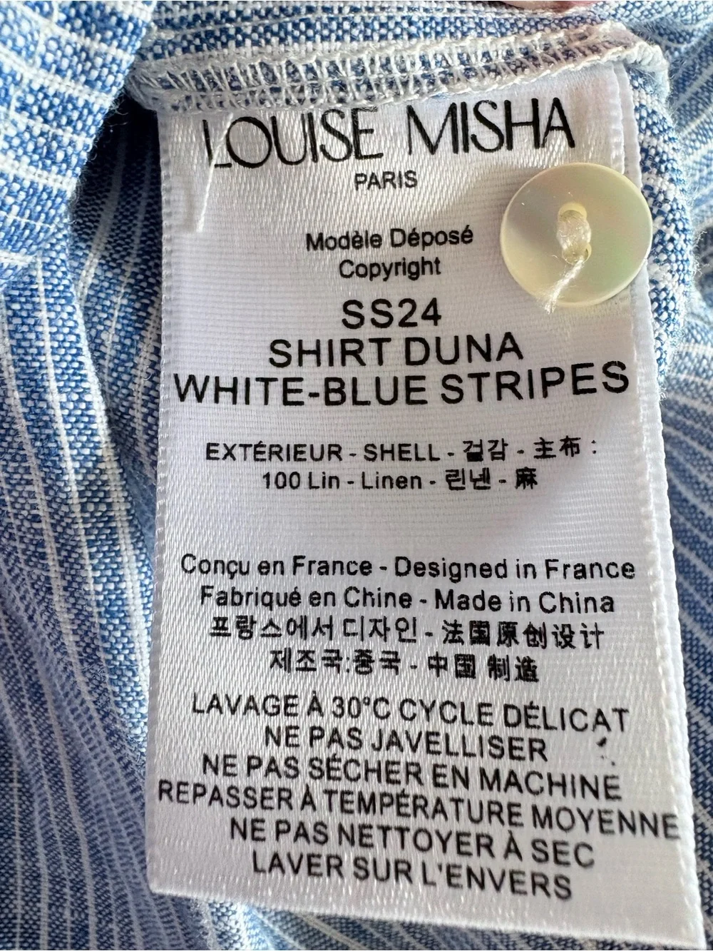NEW Louise Misha Women’s Sleeveless Duna Blouse Blue Linen Stripes 36 Small S - Picture 16 of 16